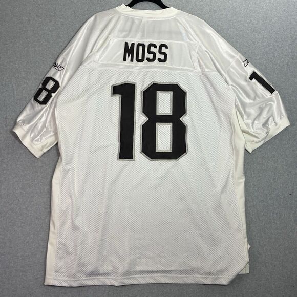 Randy Moss #18 Oakland Raiders Reebok NFL On Field Jersey Men’s 56 White NWT 2XL - Picture 8 of 9
